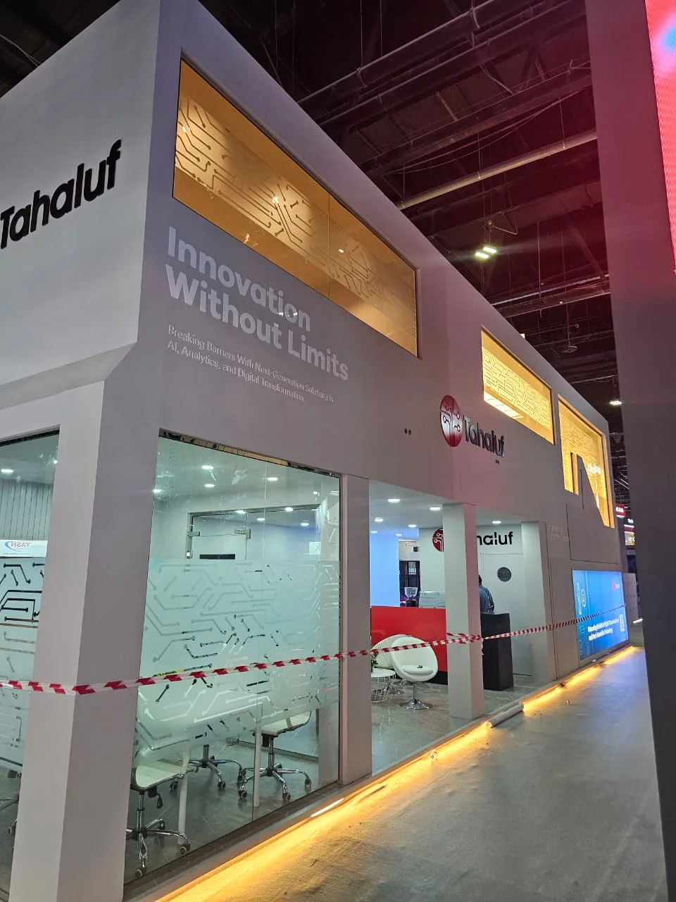 Tahaluf Al Emarat exhibition stand meeting area at GITEX Global 2025, Dubai World Trade Centre, built by Nova Elite