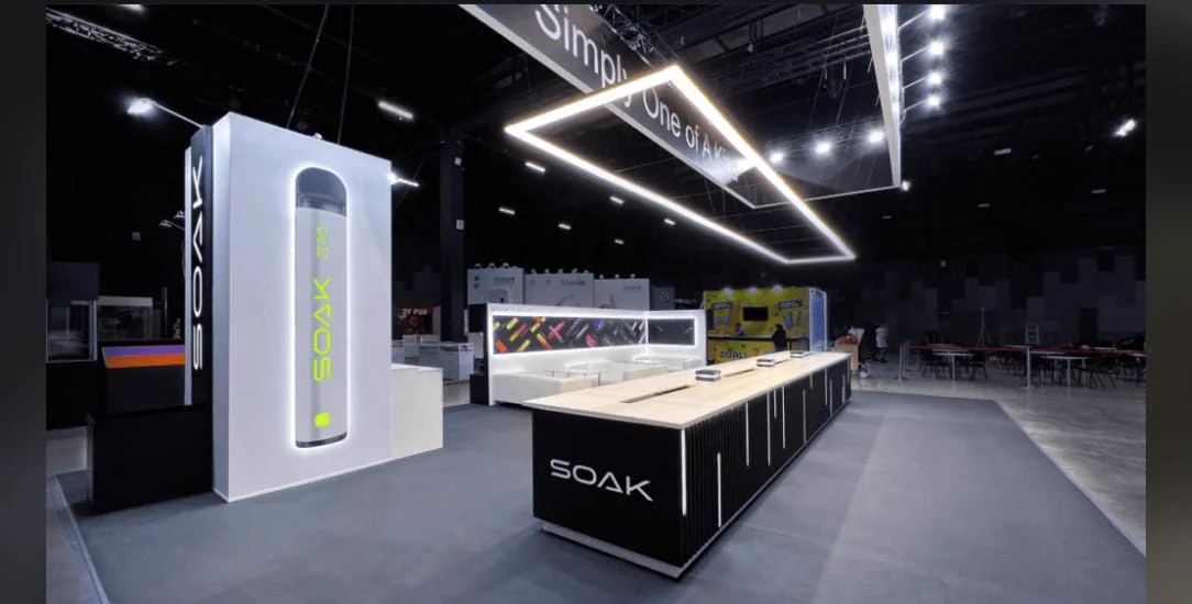SOAK exhibition stand at World Tobacco Middle East 2025, Dubai World Trade Centre, built by Nova Elite