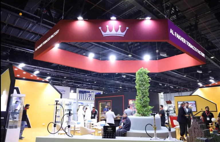 Al Fakher Tobacco Factory exhibition stand at World Tobacco Middle East 2025, Dubai World Trade Centre, built by Nova Elite