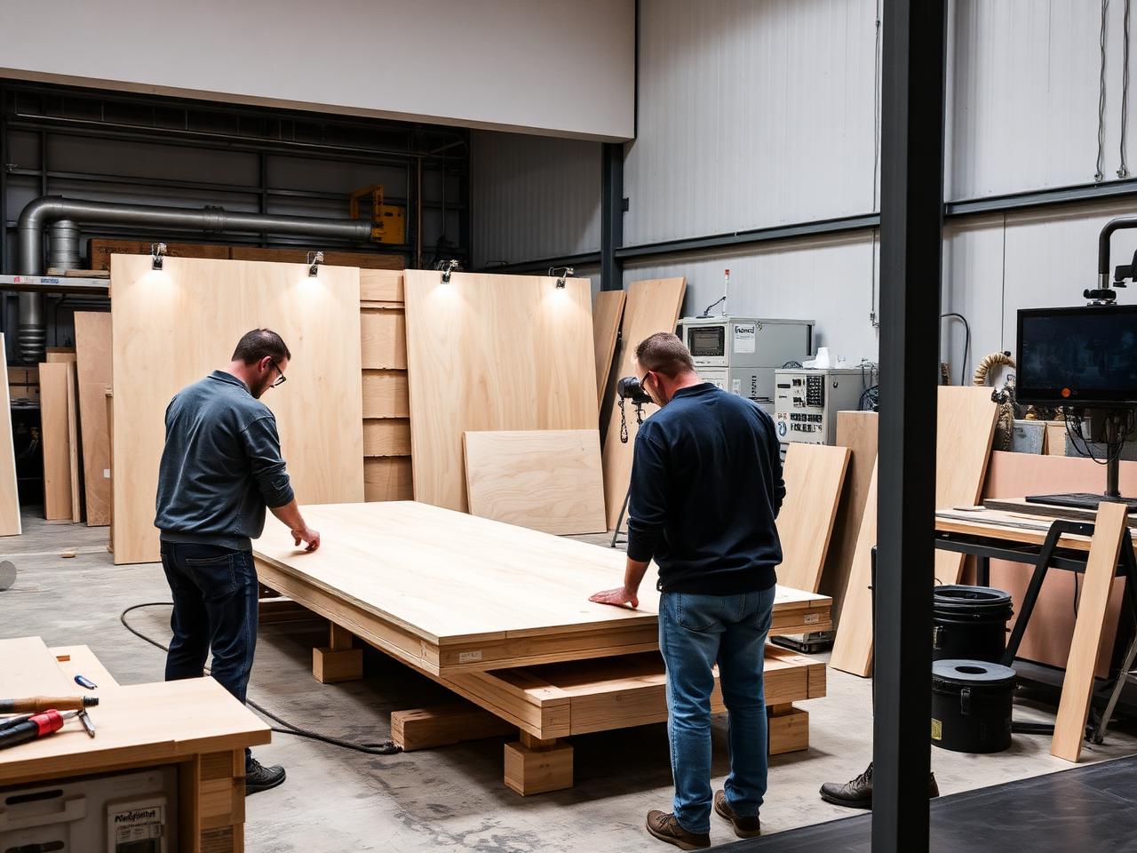 Exhibition stand panels being finished ahead of a UAE trade show